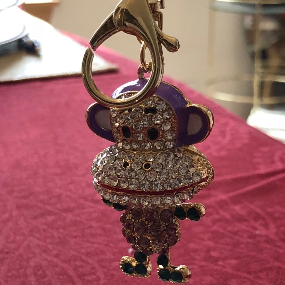 Crystal Rhinestone Monkey Pendant Charm - Picture 2 of 2